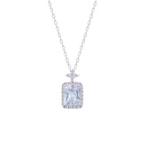 Asfour Crystal Chain Necklace With halo Emerald Zircon Pendant In 925 Sterling Silver-ND0447